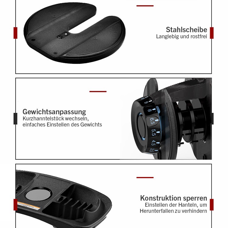 K100_010_10 Kurzhantel schwarz Stahlscheibe, Gewichtsanpassung, Konstruktionssperre