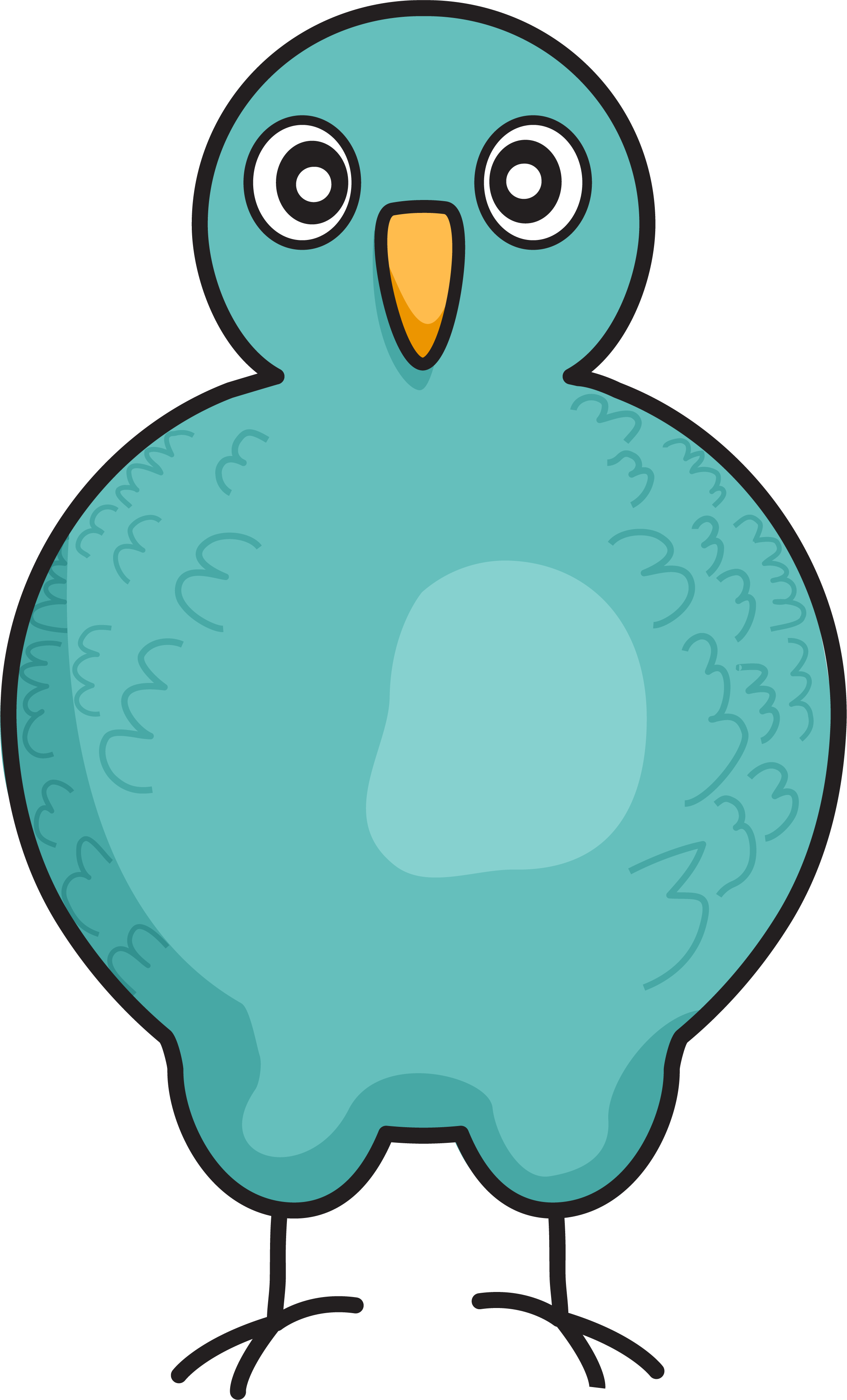 Kiwi Maskottchen blau stehend