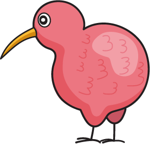 kiwi Maskottchen rosa stehend
